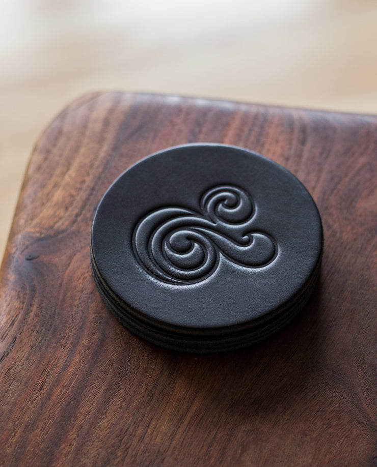 Leather Coasters (Ampersand - Set of 2 - Black)