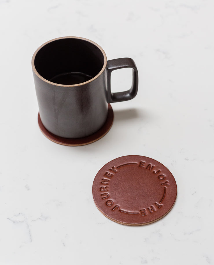 Leather Coasters (Enjoy the Journey - Set of 2 - Brown)