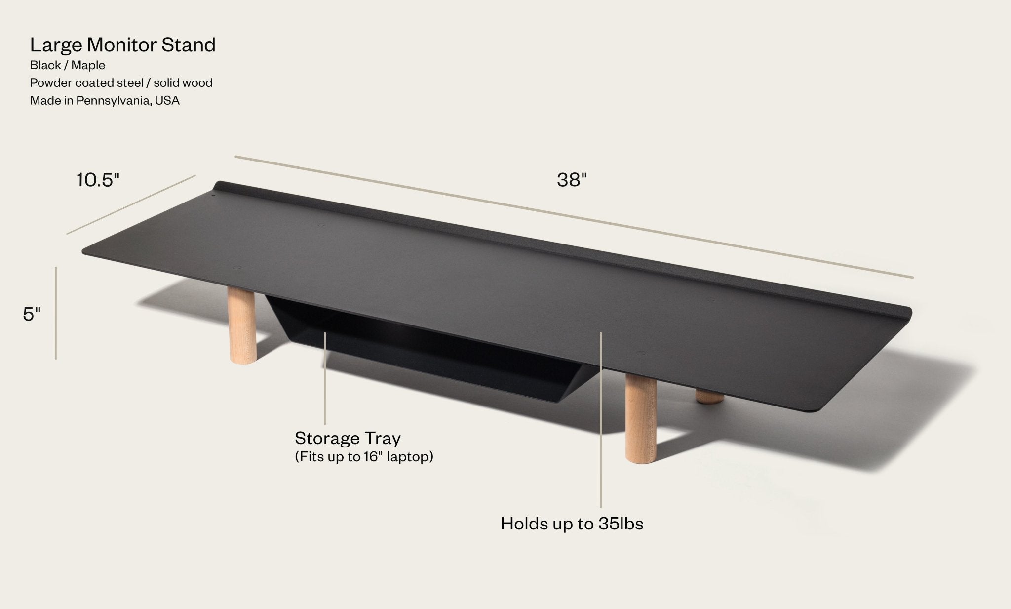 Warehouse Item - Gather Large Monitor Stand (Black/Maple)