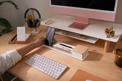 Gather Small Monitor Stand (White/Maple)