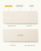 The Analog Annual Refill includes 12 Task Packs plus 52 beige Weekly Cards with a dot grid and weekly layout. Made in the U.S.A. from thick cardstock, these cards fit compact Analog Card Packs for organizing each week.