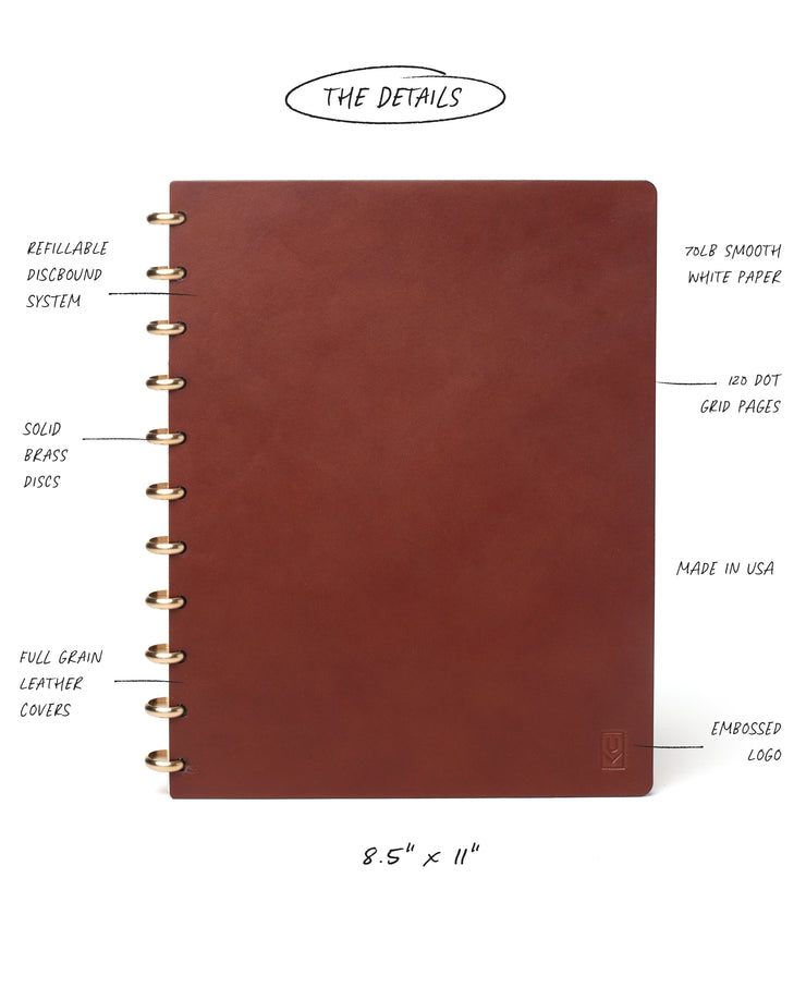 Discbound Heirloom Journal (8.5" x 11" - Brown Leather)