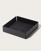 The Gather Large Tray (2x2 - Black) features a felt-lined interior, low straight sides, and a magnetic bottom. Shown here in black on a white background.