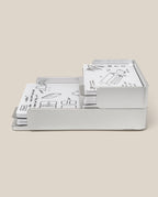 The Complete Analog Collection (Silver Aluminum) organizes several white cards with black hand-drawn sketches and notes, all displayed against a plain beige background.