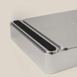 A close-up of the Analog Capture Kit - Small & Large (Silver Aluminum), a sleek rectangular tray with rounded edges and two parallel black rubber strips, shown on a plain beige background.