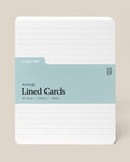 A pack of Analog Lined Cards - Large features a light blue label with details: 50 cards, 5 x 6.5 inches, uncoated cardstock, rounded corners, and horizontal lines—ideal for sketching and note-taking.