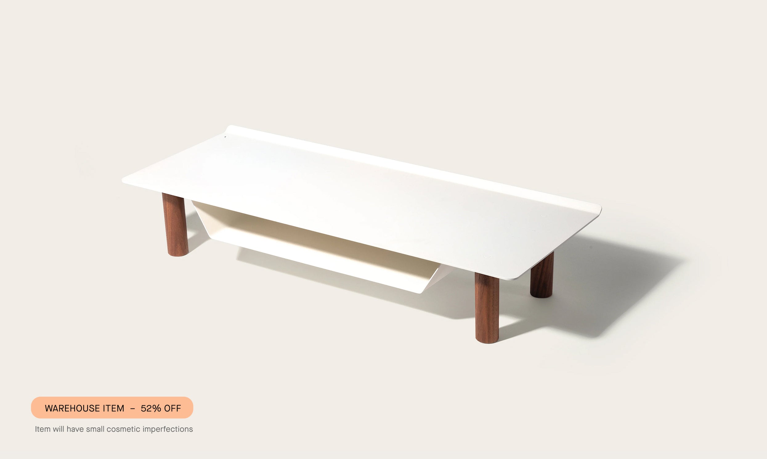 Warehouse Item - Gather Small Monitor Stand (White/Walnut)