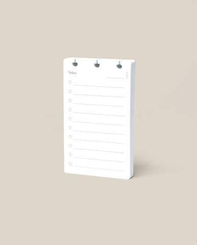 The Discbound Analog Refill (1-Pack) is a small, vertical notepad with three top ring holes, labeled "Today" with lines and time slots for scheduling—ideal as a refill card pack.