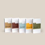 Five Analog Card Variety Pack - Small notebooks stand upright, displaying Blank, Graph, Lined, Dot Grid, and Task Cards—each distinguished by a unique color accent against a neutral background.