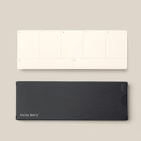 Analog Weekly Cards: Minimalist weekly planner cards with Monday–Sunday columns, displayed above a black box labeled "Analog Weekly" on a beige background—ideal for organizing your week with dot grid layouts.
