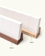 The Analog Weekly Planning Kit (Maple) features a minimalist weekly planner with perforated cards in a labeled light maple wooden base—perfect for an analog desk setup.