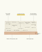 The Analog Weekly Planning Kit (Maple) includes 52 thick dot-grid planner cards and a solid maple holder. Made in Pennsylvania, it provides space for notes and daily tasks to keep your week organized.