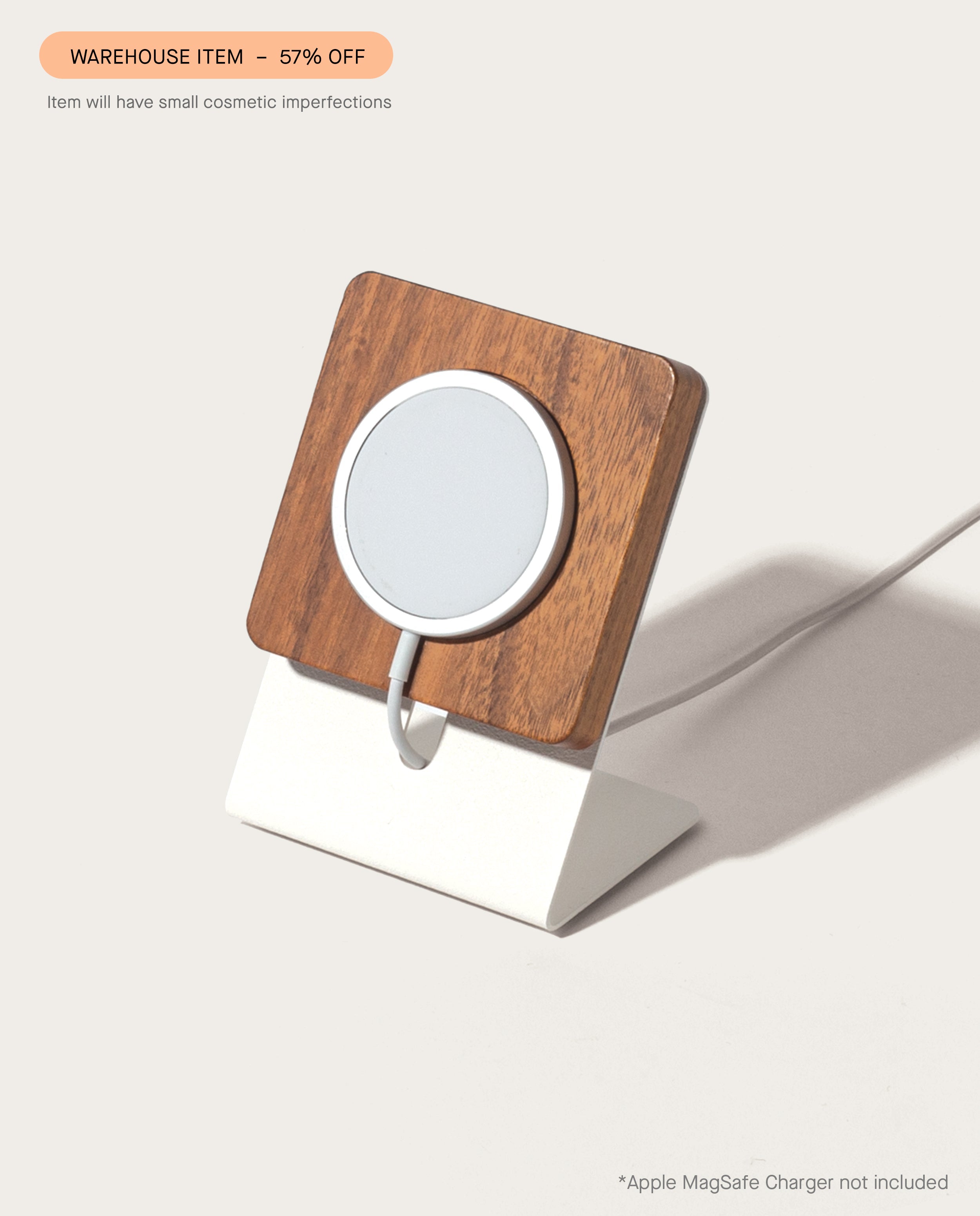 Warehouse Item - Gather MagSafe Phone Stand (1x1 - White/Walnut) Warehouse Ugmonk