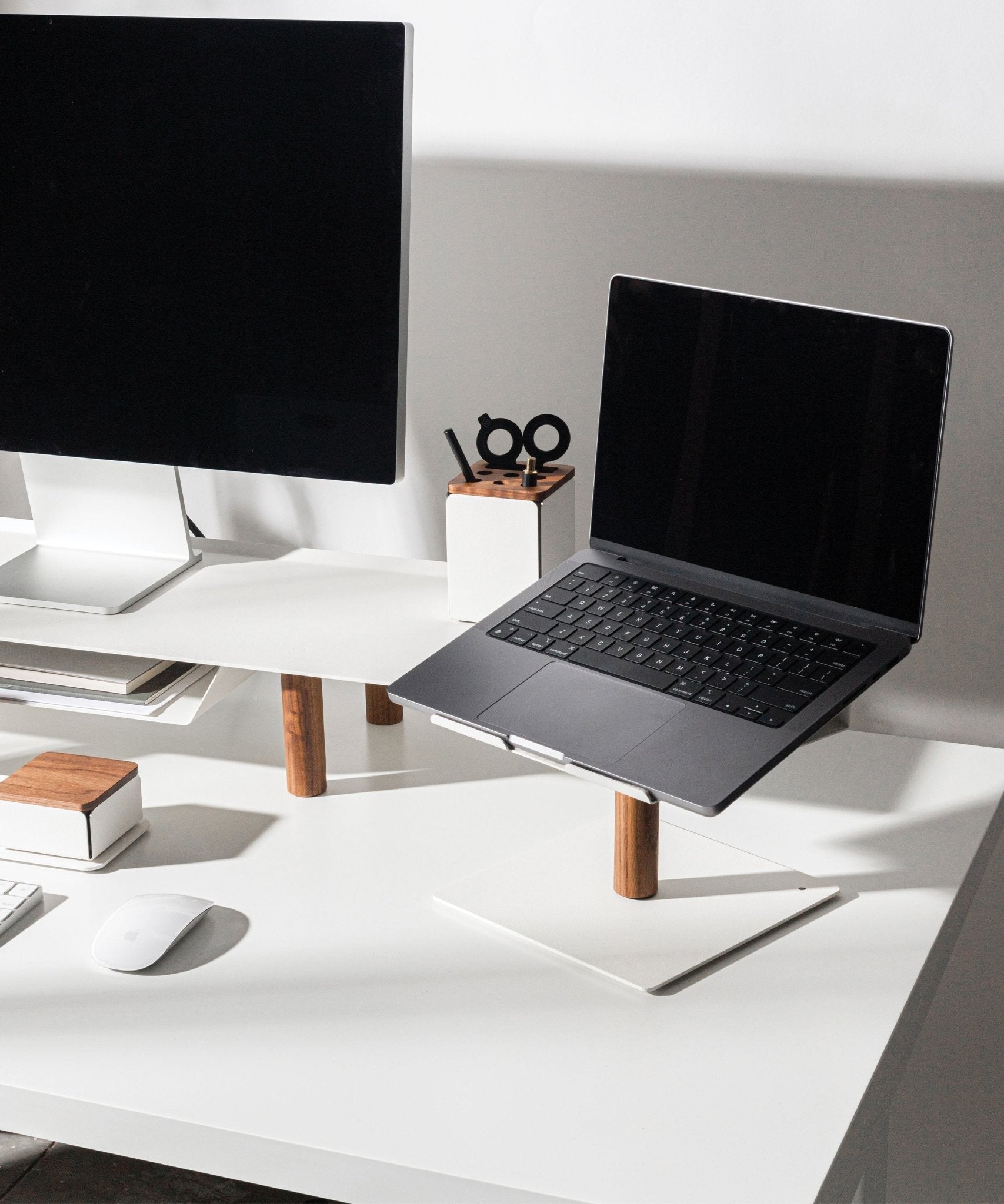 Warehouse Item - Gather Laptop Stand (White/Walnut) Gather Ugmonk