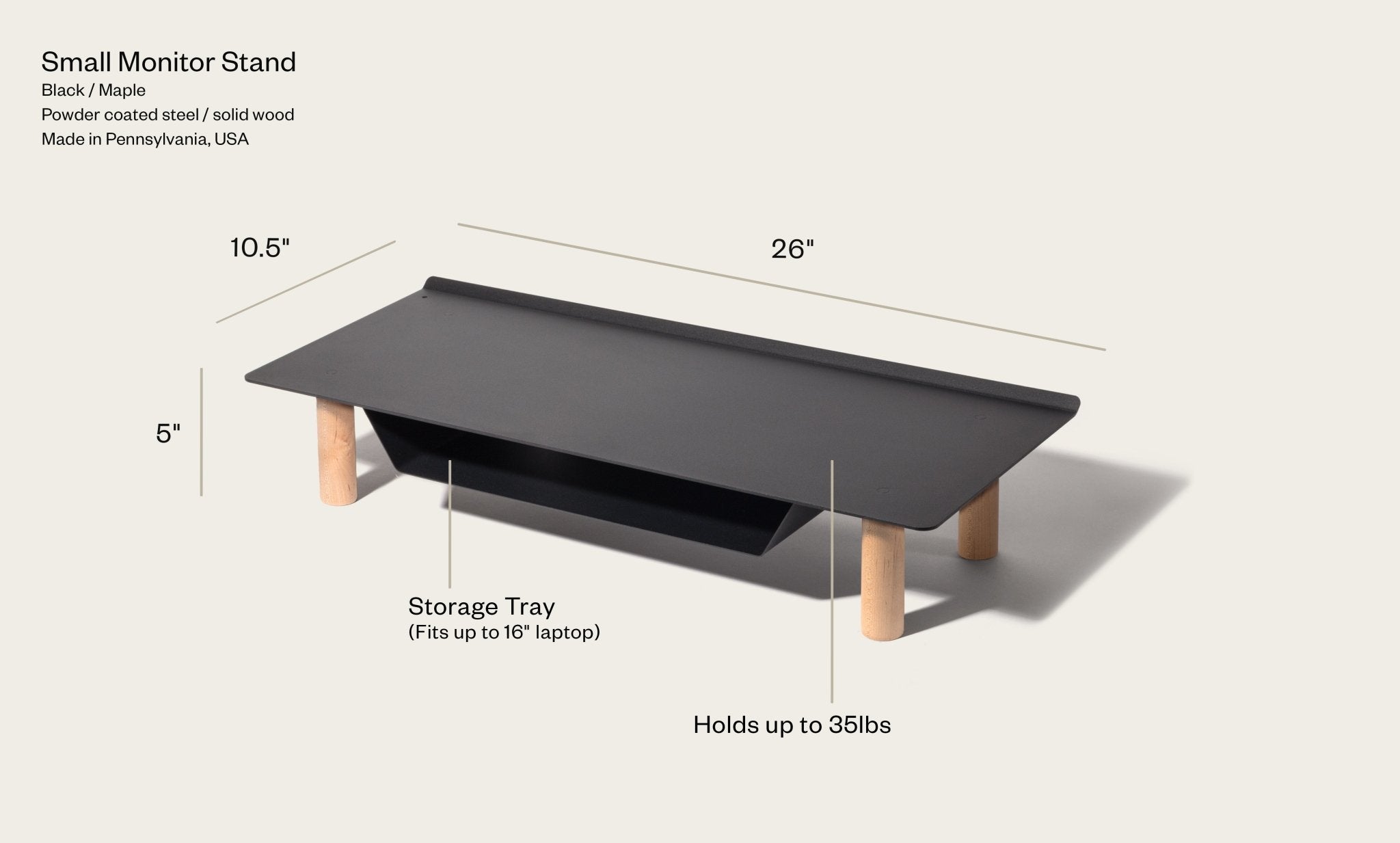 Gather Small Monitor Stand (Black/Maple)