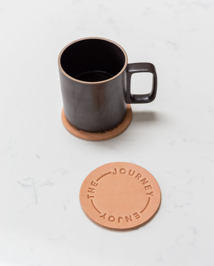 Leather Coasters (Enjoy the Journey - Set of 2 - Natural)