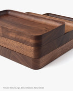 The Valet Tray (Walnut - Small) is handcrafted in Pennsylvania with smooth, rounded edges and a natural grain pattern—ideal for storing your everyday essentials.
