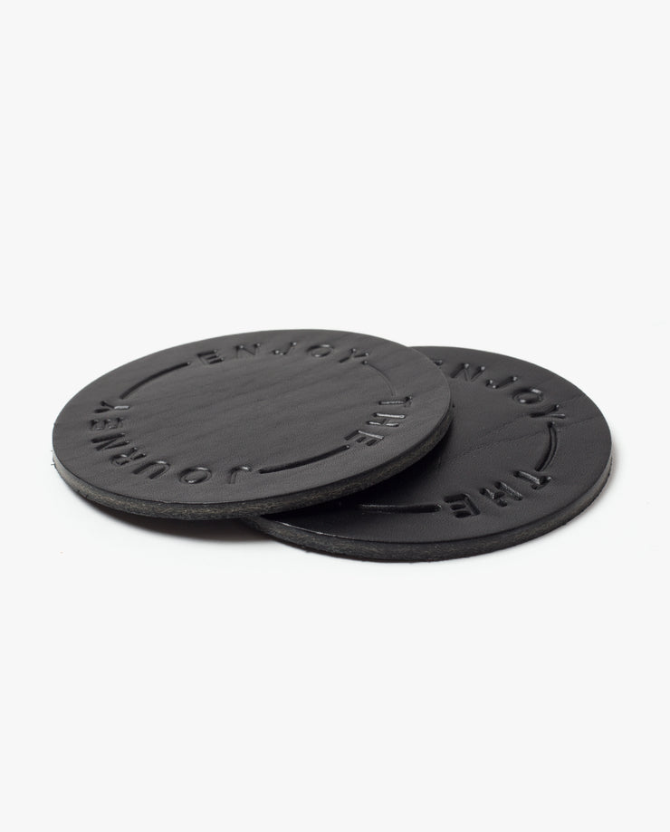 Leather Coasters (Enjoy the Journey - Set of 2 - Black)