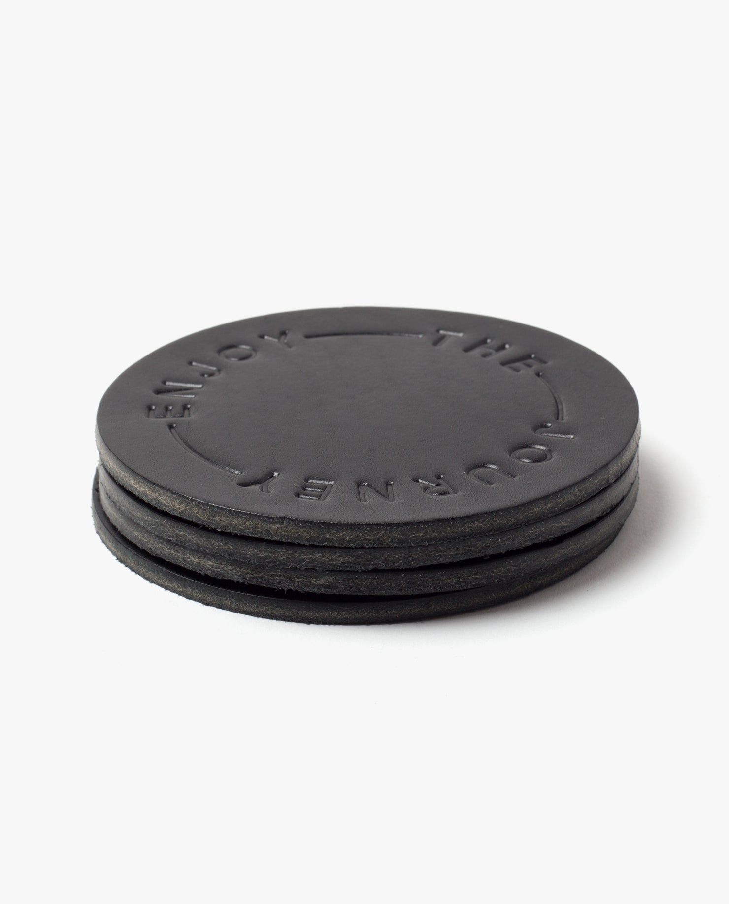 Leather Coasters (Enjoy the Journey Set of 2 Black) Ugmonk