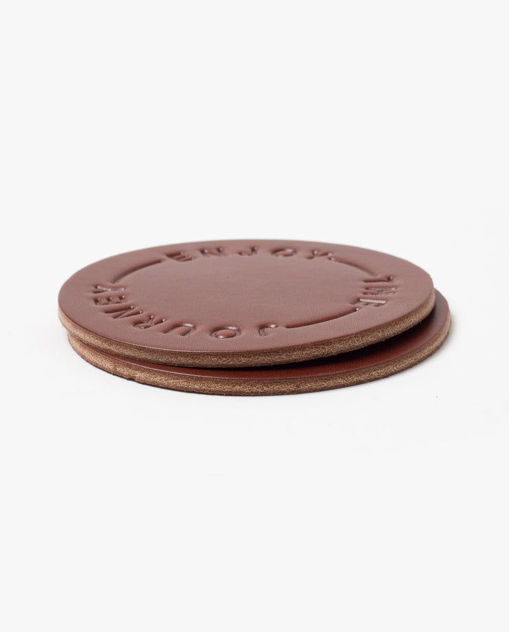 Leather Coasters (Enjoy the Journey - Set of 2 - Brown)