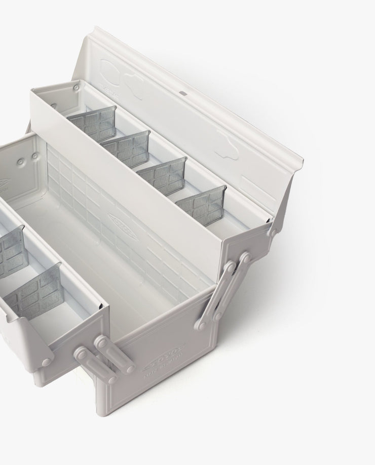 Toyo Steel Toolbox with Cantilever Lid and Upper Storage Trays - White