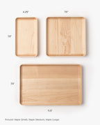 The Valet Tray (Maple - Medium) measures 7.5 x 7.5 inches and features a handcrafted solid maple build with smooth surfaces and rounded corners, shown on a white background.